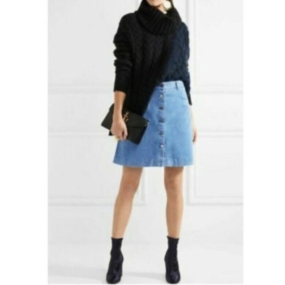 Stella McCartney A-Line Button Front Denim Skirt Size 27